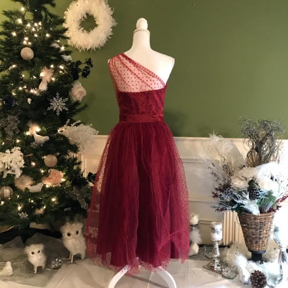 Cocktail holiday party dress one shoulder - Picture 4 of 10